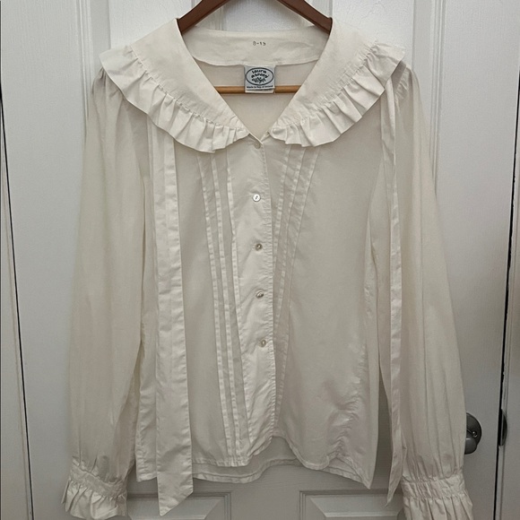Laura Ashley Tops - Vintage Laura Ashley White Cream Blouse with Ruffle Detail Made in Ireland